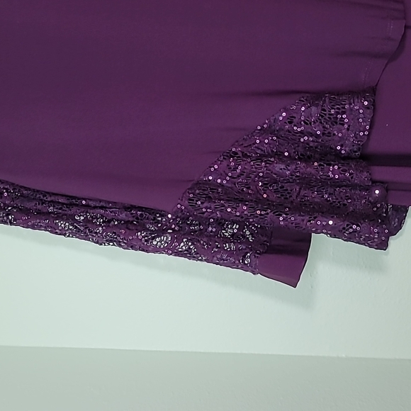 R&M Richards Dress & Jacket Sequins lace plum stretch sz 14 evening coquette - Picture 3 of 16